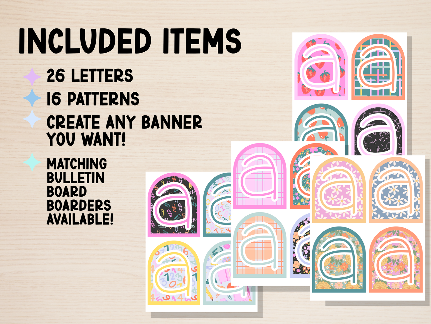 Arched School Days Pattern Letters