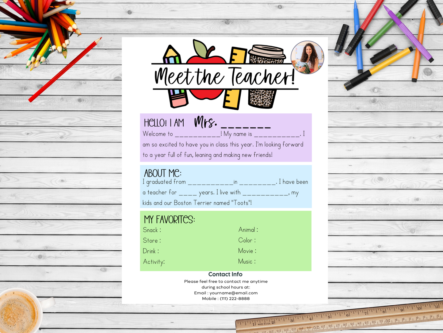 Meet the Teacher Letter Template - Coffee