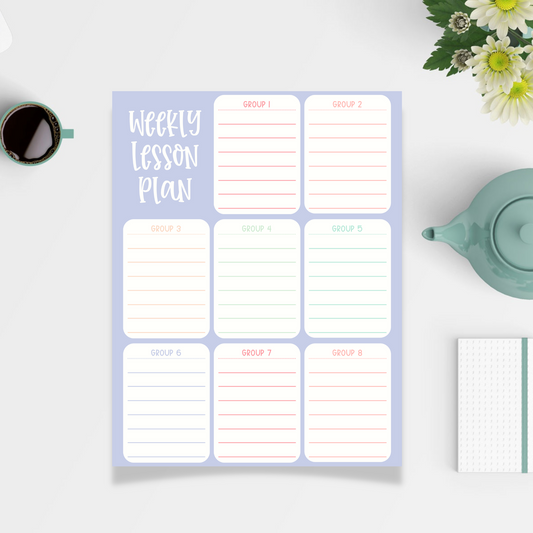Weekly Group Lesson Planner Notepad (8.5 x 11)