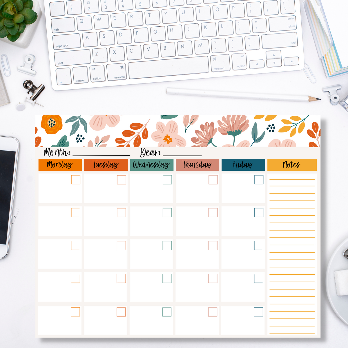 Table Calendar With Notes Monthly Calendar Notepads (8.5 x 11) – Play Therapy Creative