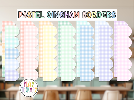 Pastel Gingham Bulletin Board Borders