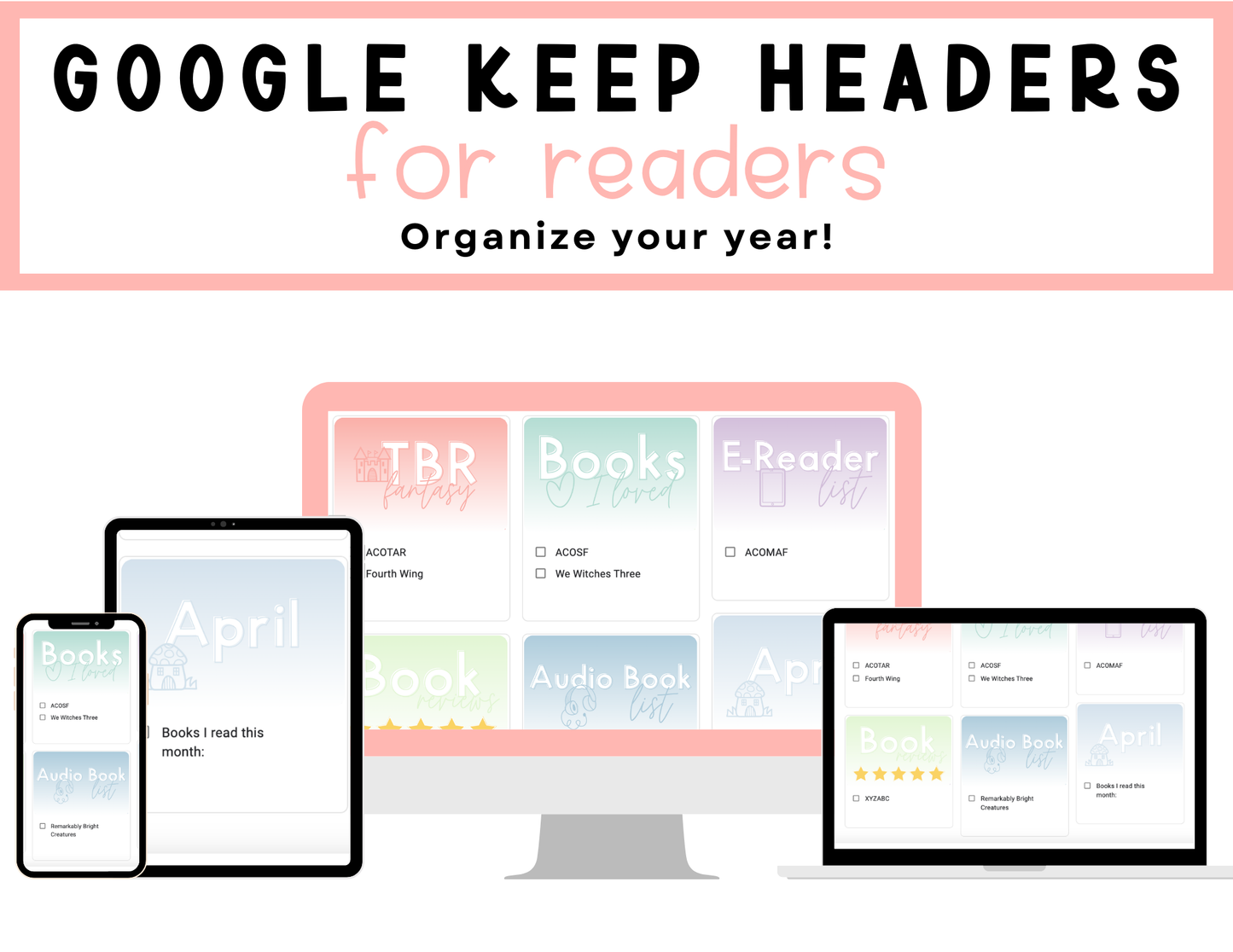 350+ Google Keep Headers for Readers | Ombre Pastel Colors