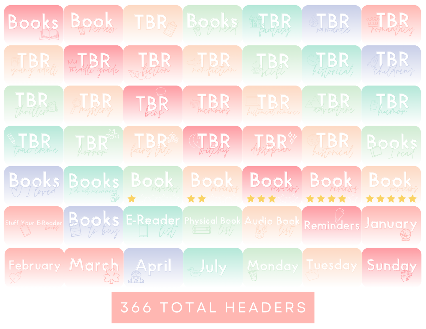 350+ Google Keep Headers for Readers | Ombre Pastel Colors