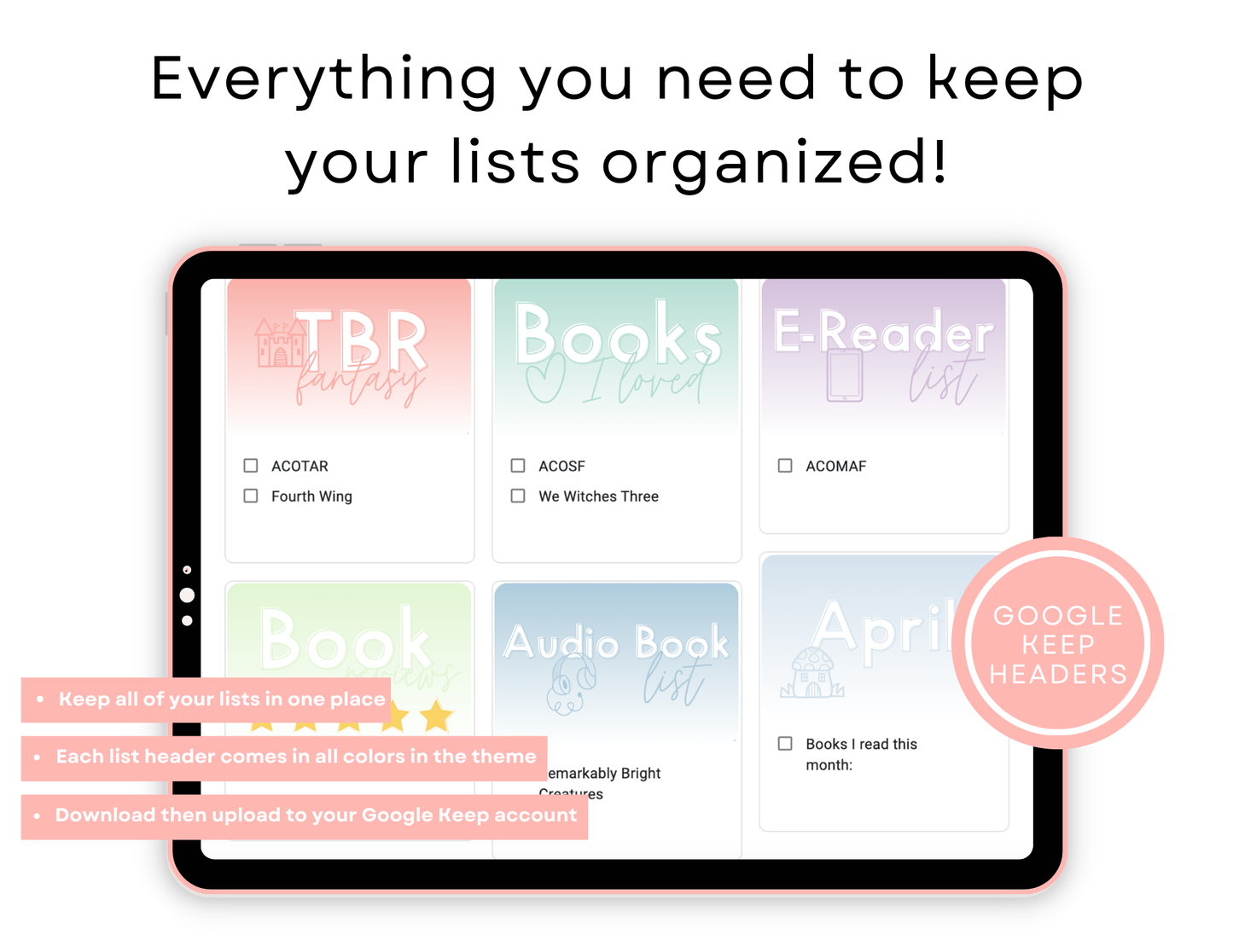 350+ Google Keep Headers for Readers | Ombre Pastel Colors