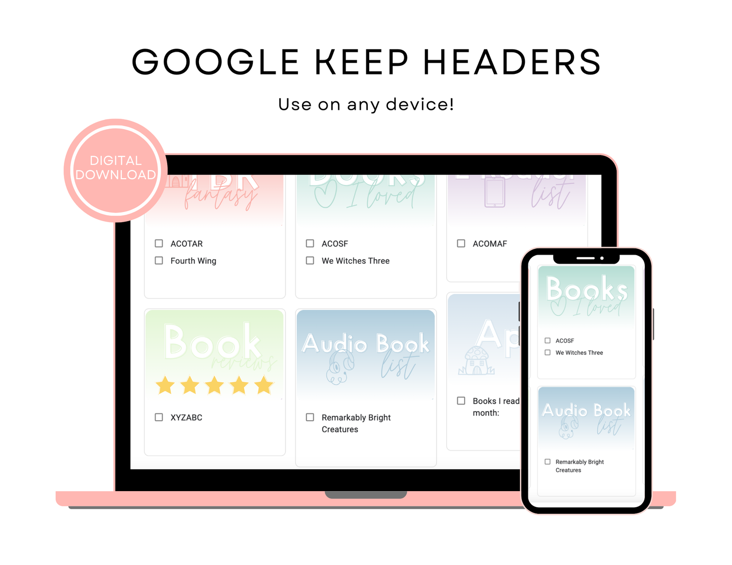 350+ Google Keep Headers for Readers | Ombre Pastel Colors