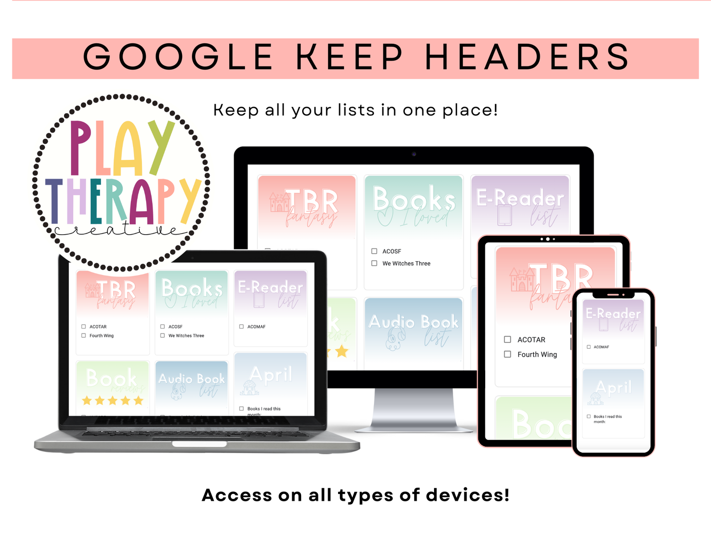 350+ Google Keep Headers for Readers | Ombre Pastel Colors