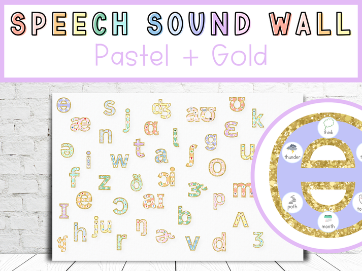 Speech Sound Wall | Pastel + Gold – Play Therapy Creative