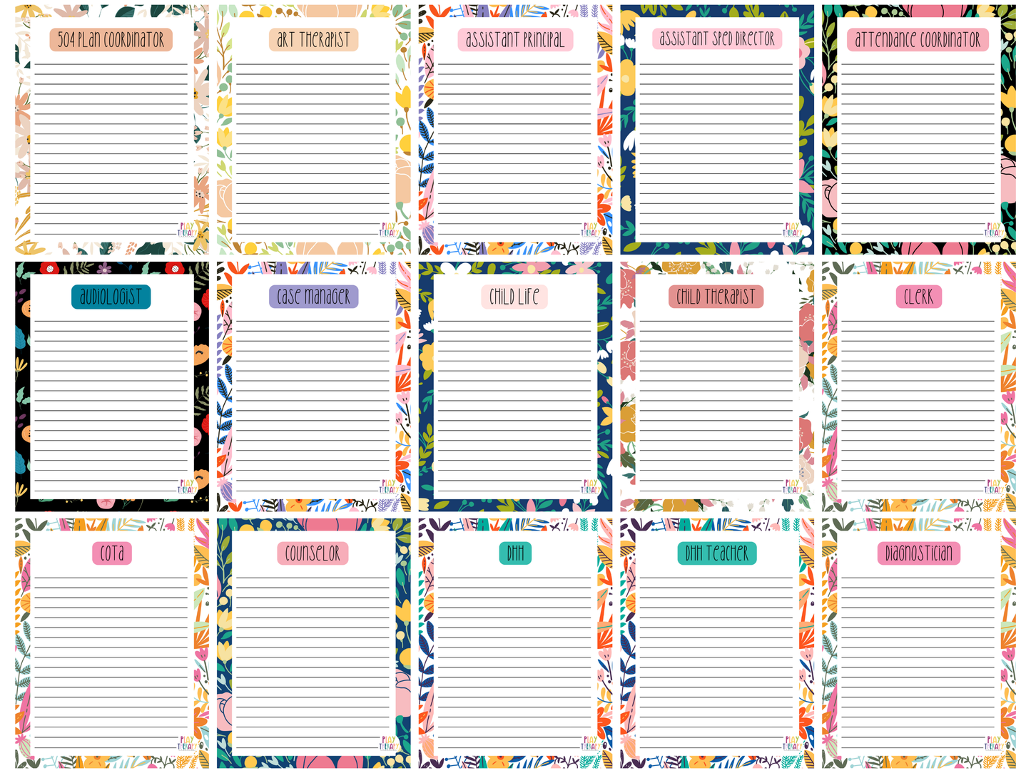 Floral Professional Title Notepads