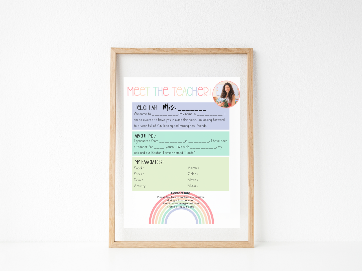 Meet the Teacher Letter Template - Rainbow