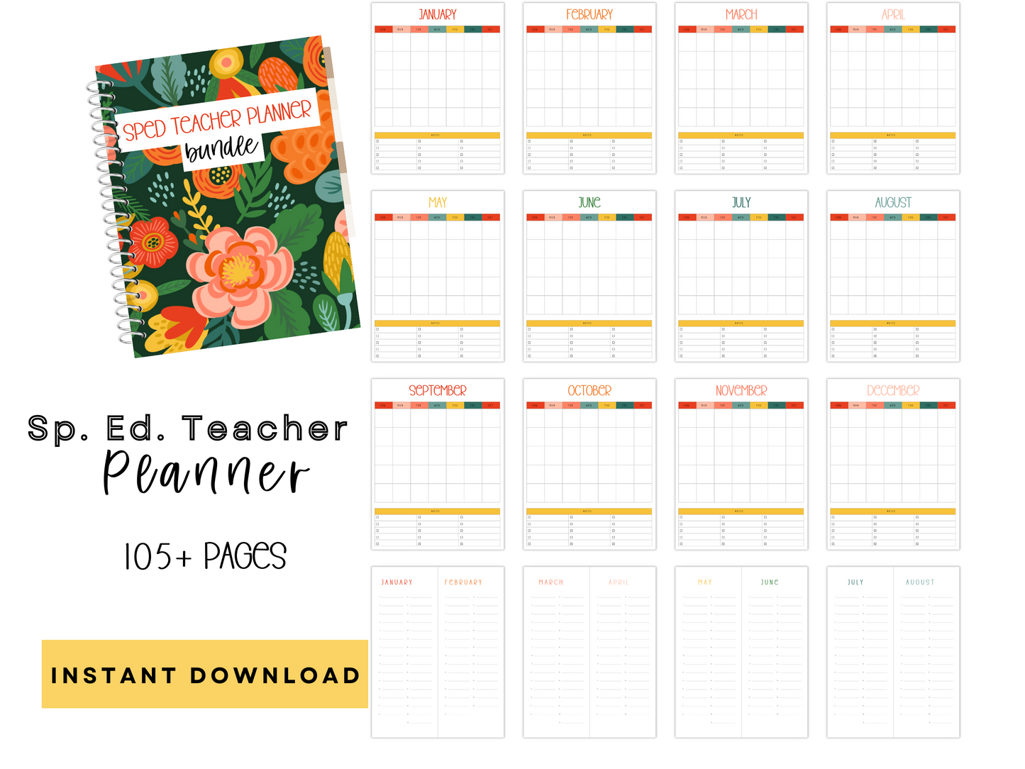 SpEd Teacher Printable Planner - Jungle Floral Theme