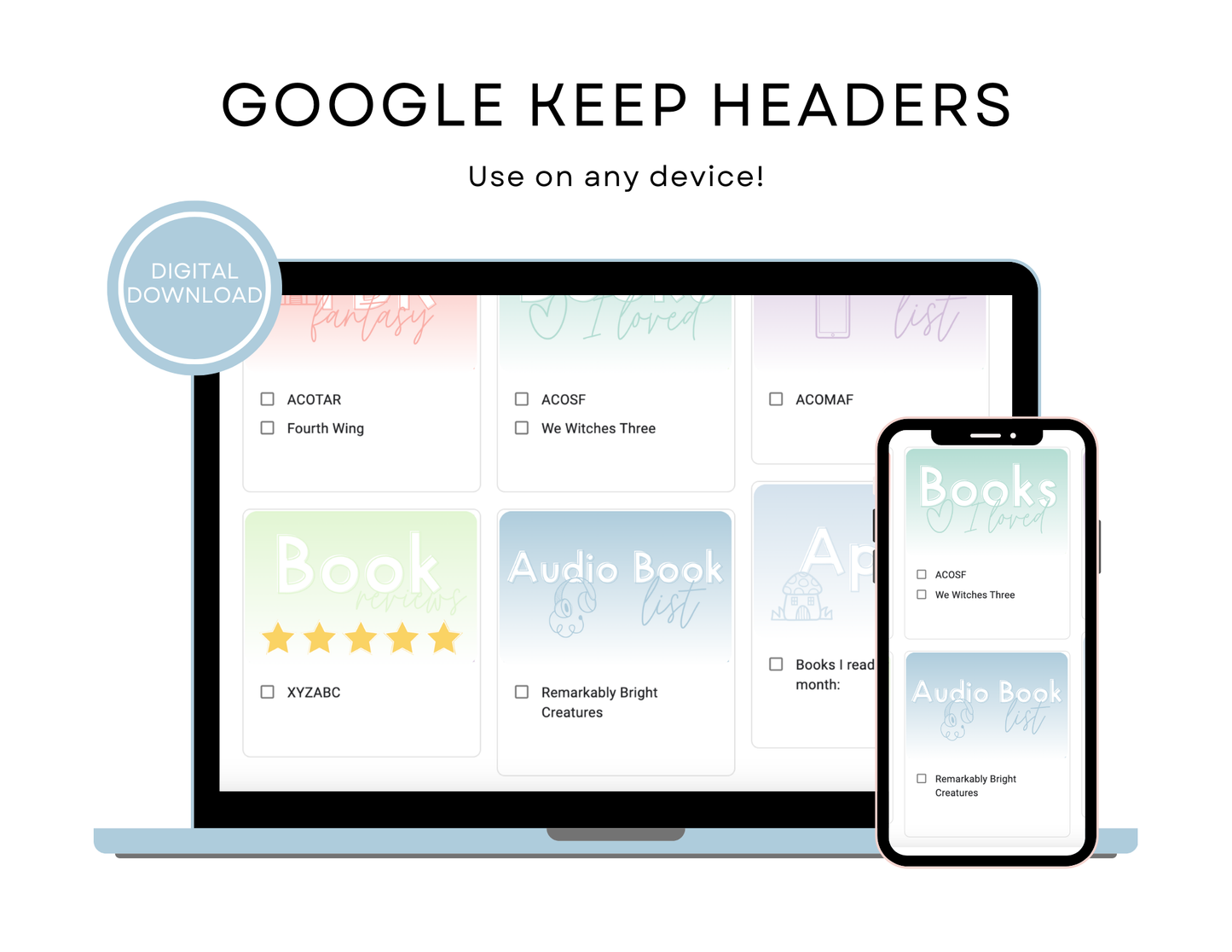 650+ Google Keep Headers for Readers | Ombre Google Keep Colors