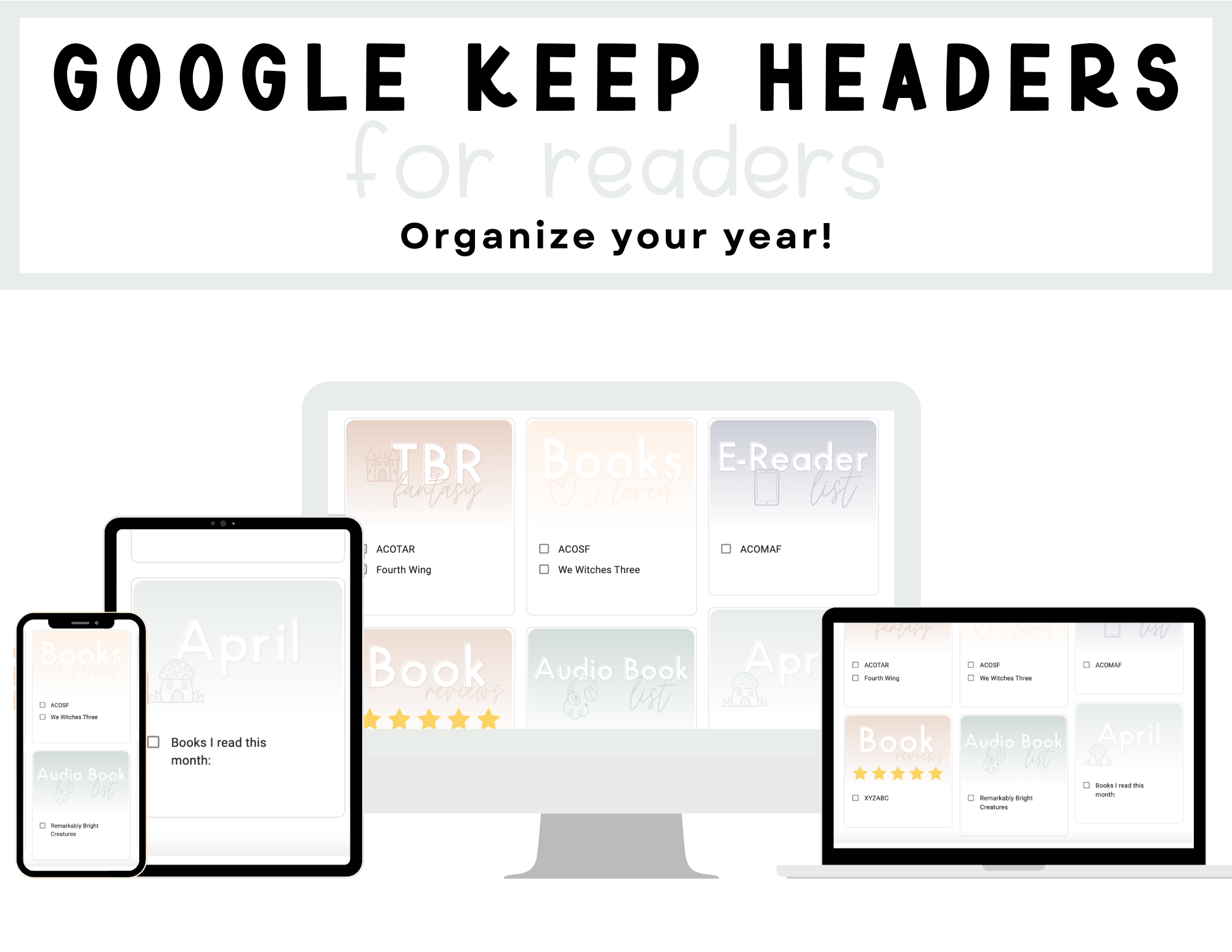 350+ Google Keep Headers for Readers | Ombre Neutral Colors – Play ...