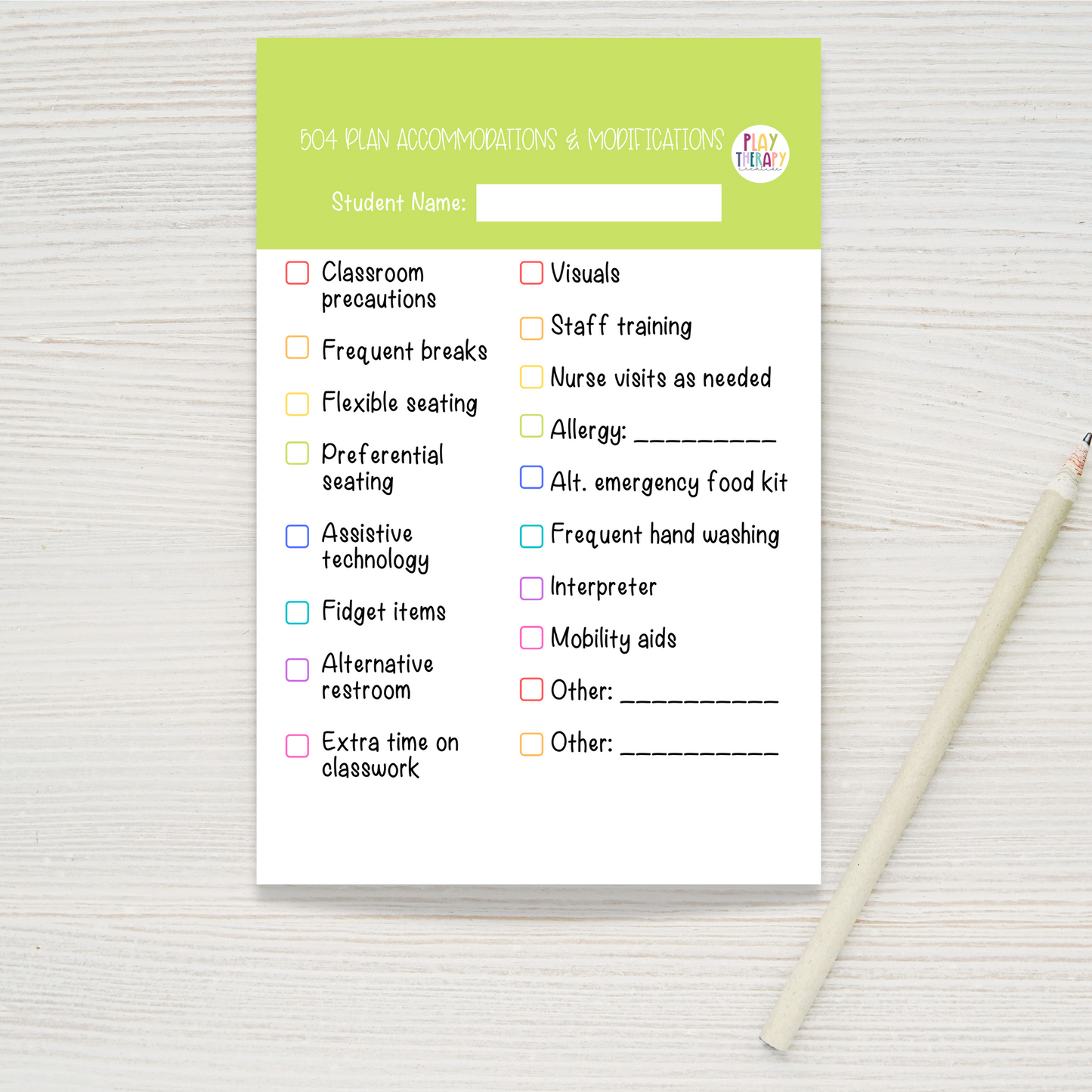504 Plan Accommodations & Modifications Sticky Notes (4 x 6 in)