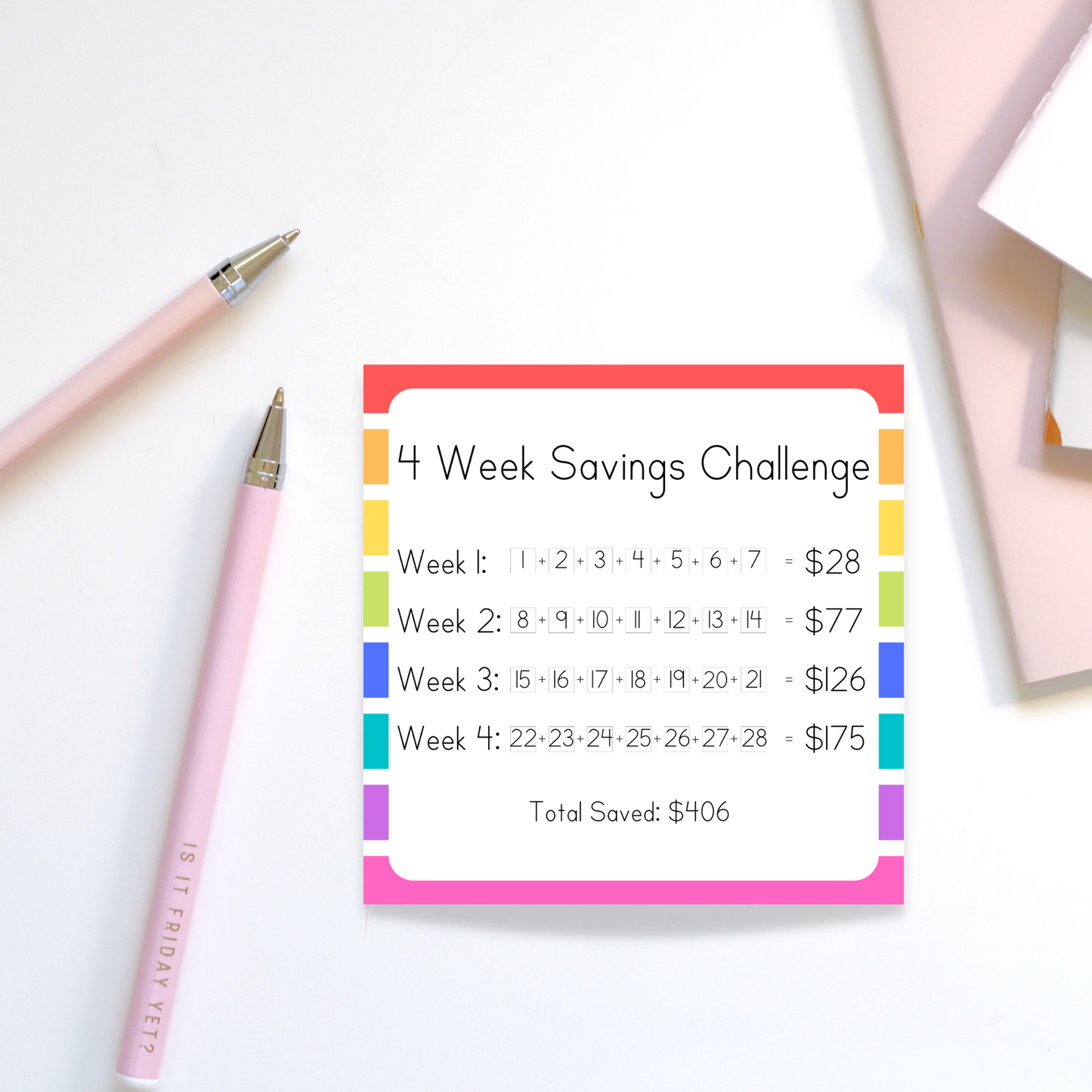 Savings Tracker Sticky Notes