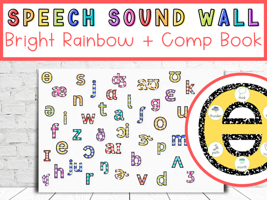 Speech Sound Wall | Bright Rainbow + Comp Book