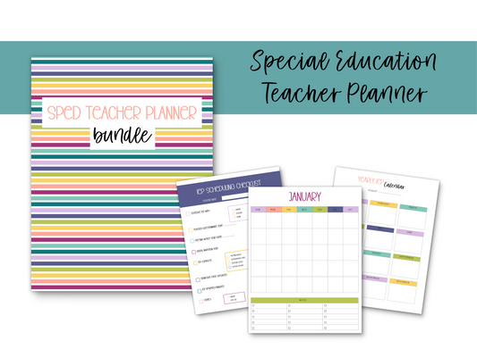 SpEd Teacher Printable Planner - Muted Rainbow Stripe Theme