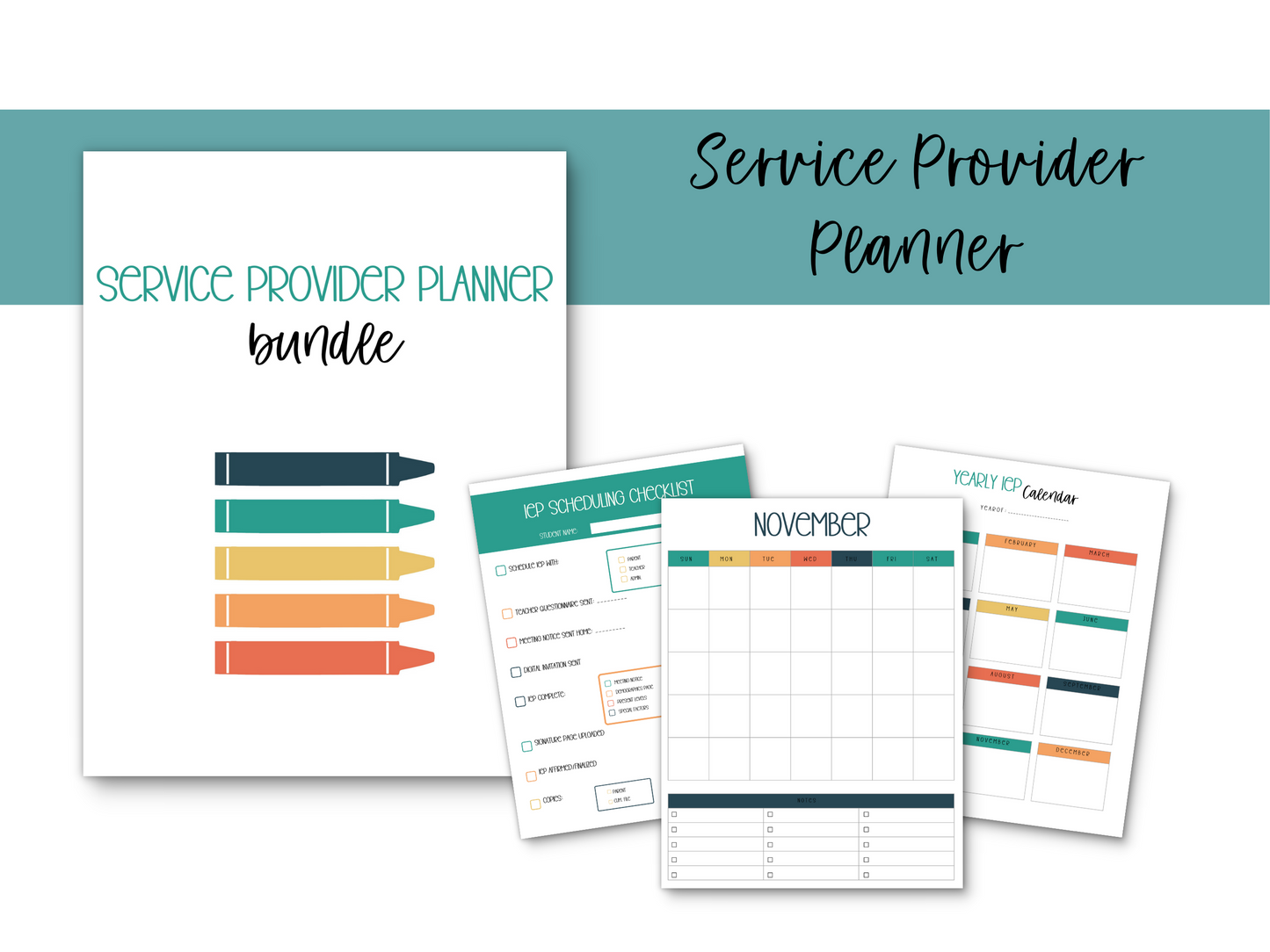 SLP/ Service Provider Printable Planner - Crayon Theme