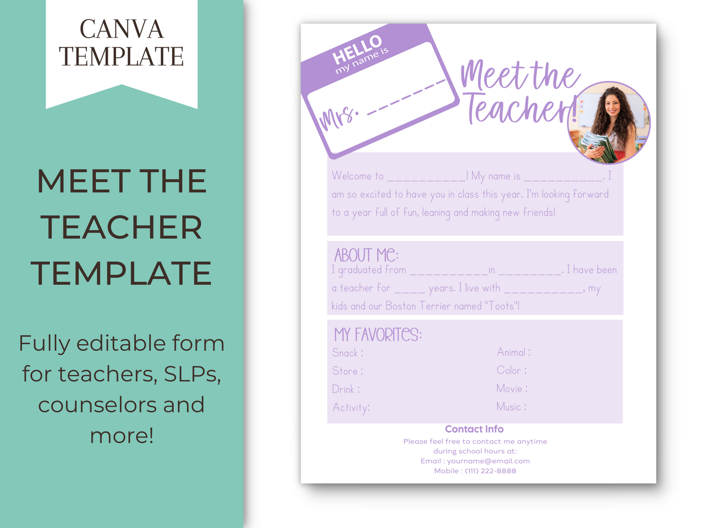 Meet the Teacher Letter Template - Hello