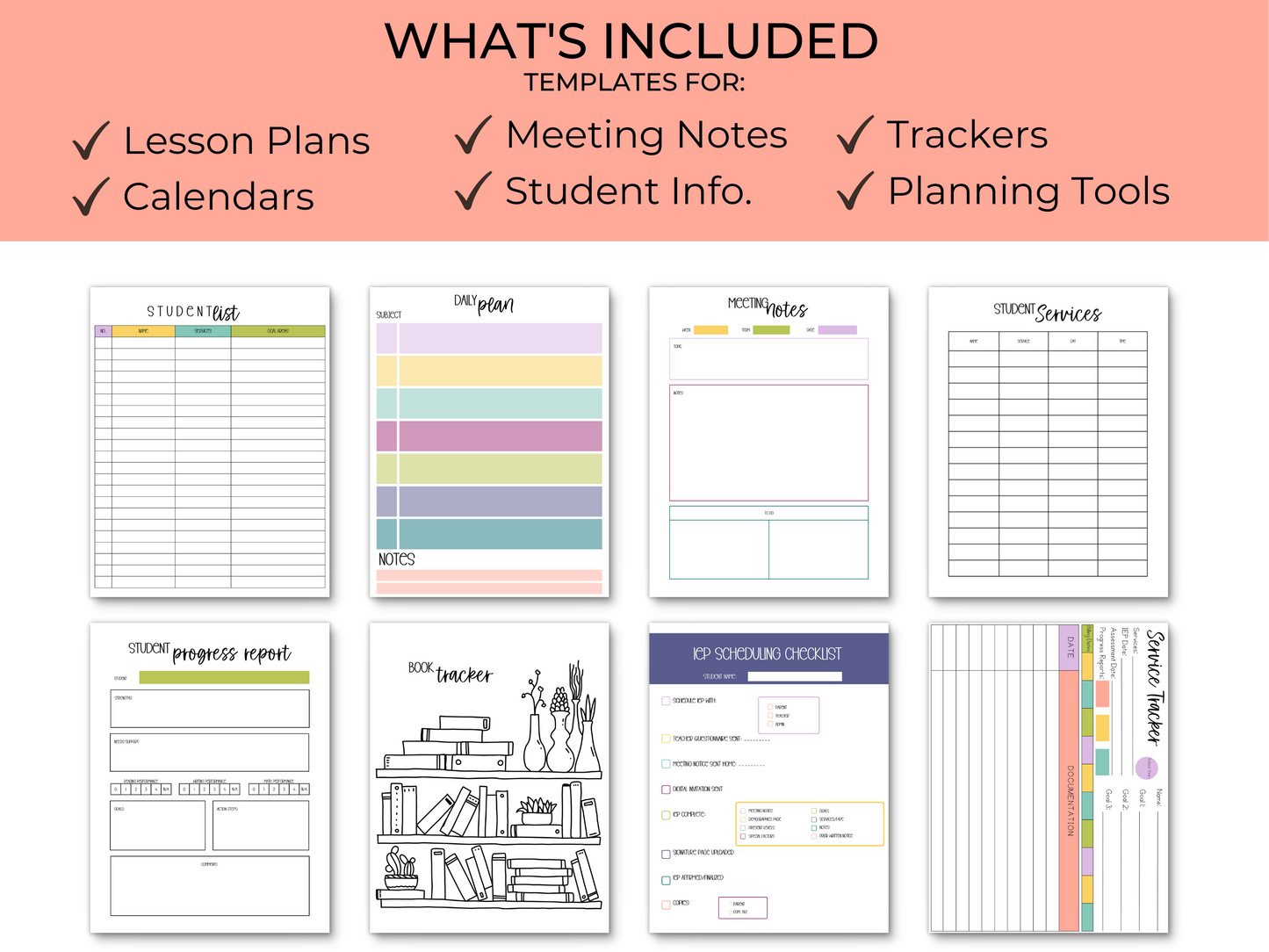 SpEd Teacher Printable Planner - Muted Rainbow Stripe Theme