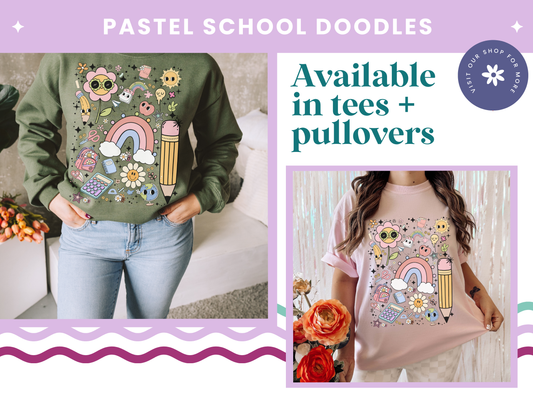 Pastel School Doodles Tee