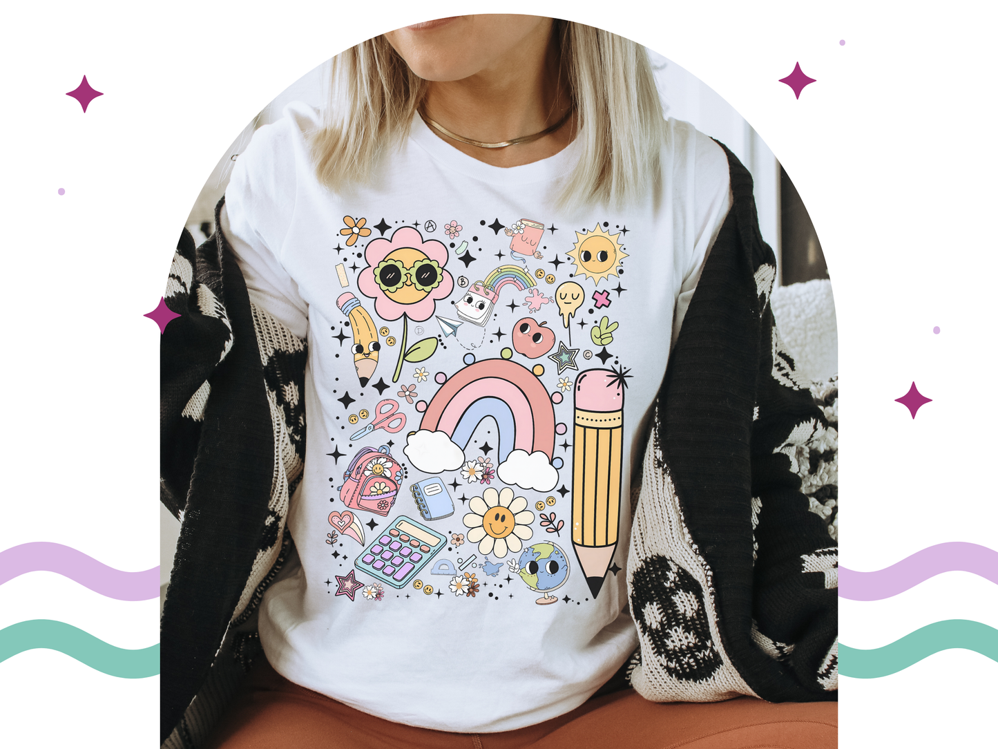 Pastel School Doodles Tee