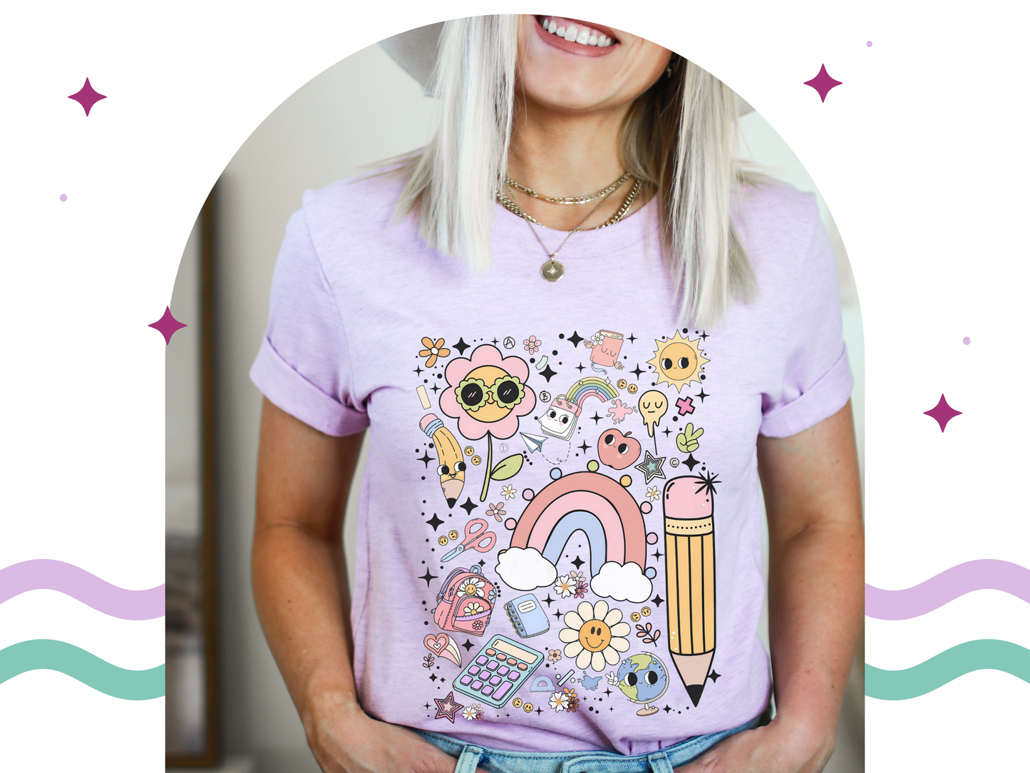 Pastel School Doodles Tee