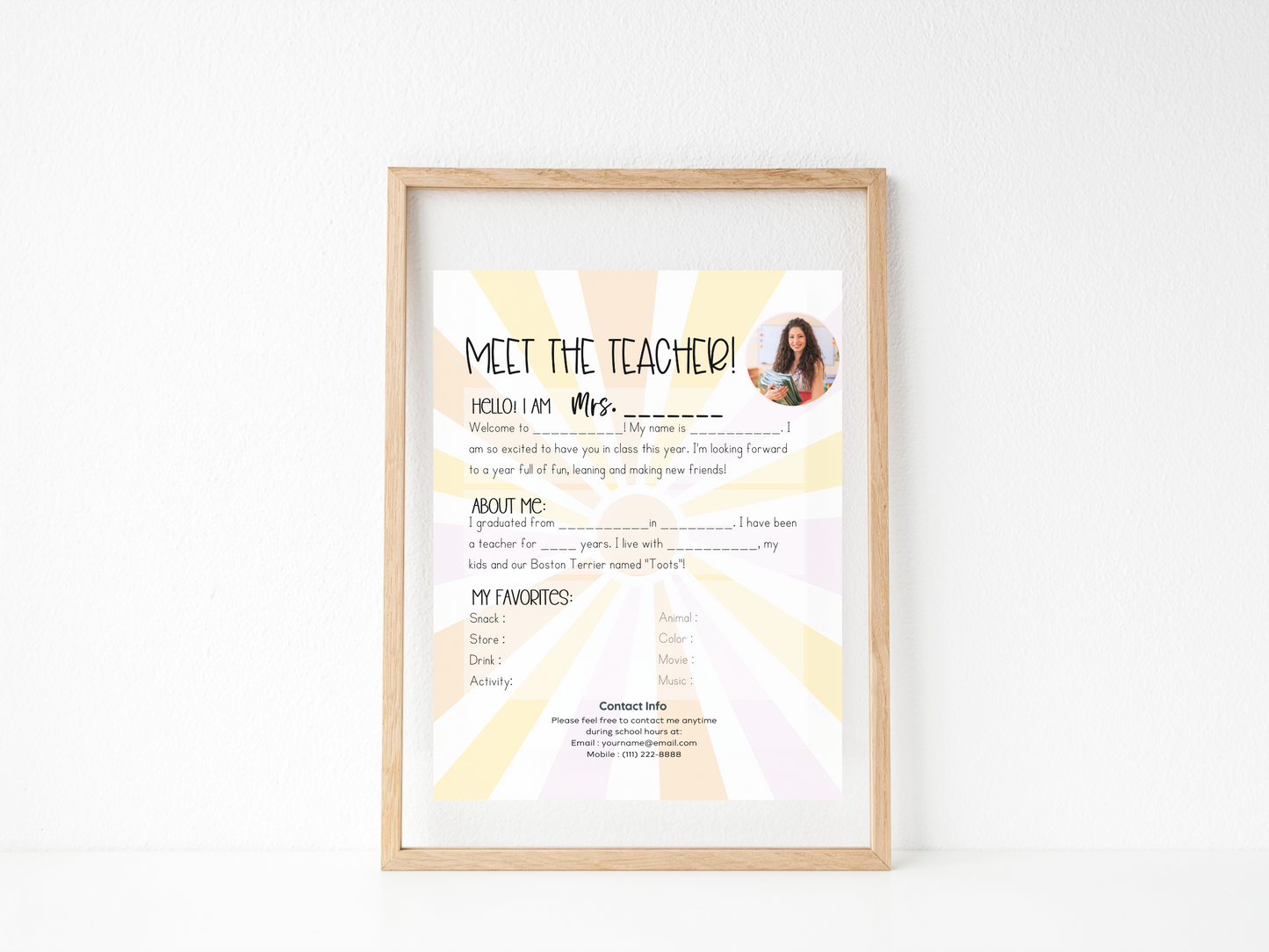Meet the Teacher Letter Template - Sunny