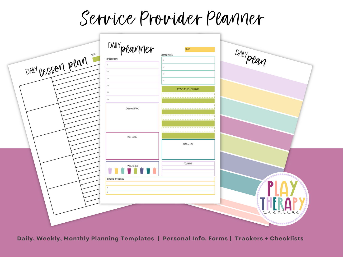 SLP/ Service Provider Printable Planner - Muted Rainbow Stripe Theme