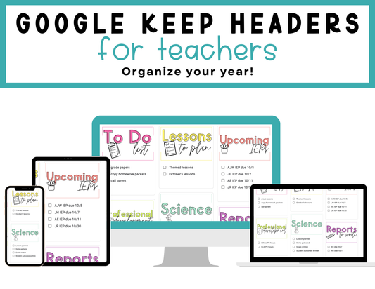 700+ Google Keep Headers for Teachers | Bright Colors