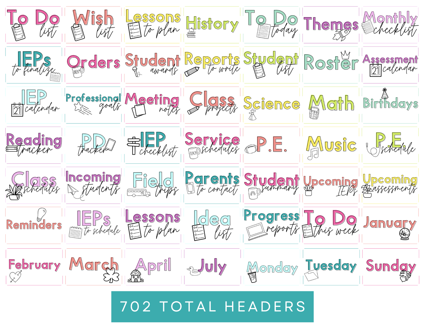 700+ Google Keep Headers for Teachers | Bright Colors