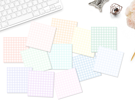 Pastel Rainbow Gingham Sticky Notes
