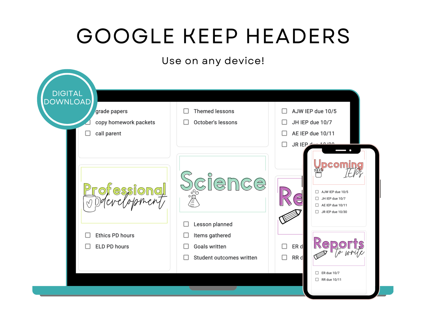 700+ Google Keep Headers for Teachers | Bright Colors