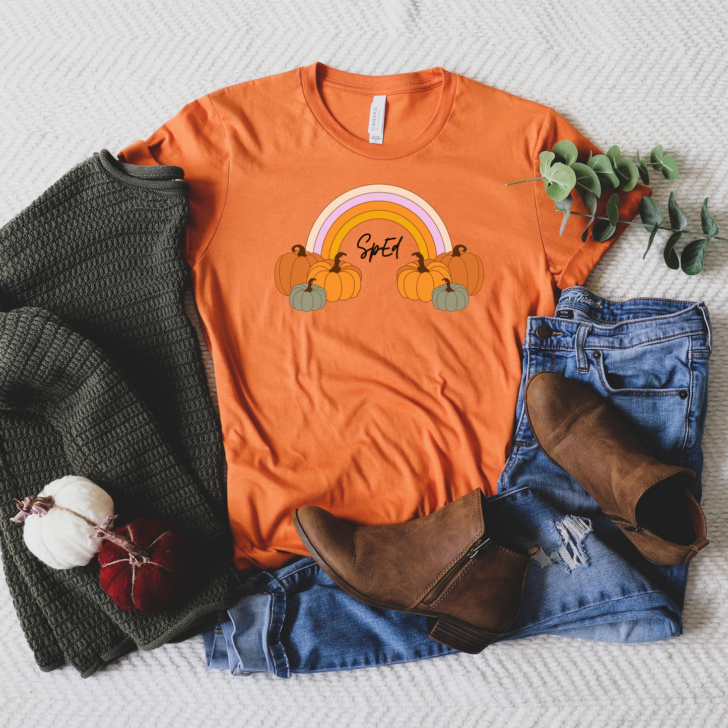 Custom Pumpkin Rainbow Tee