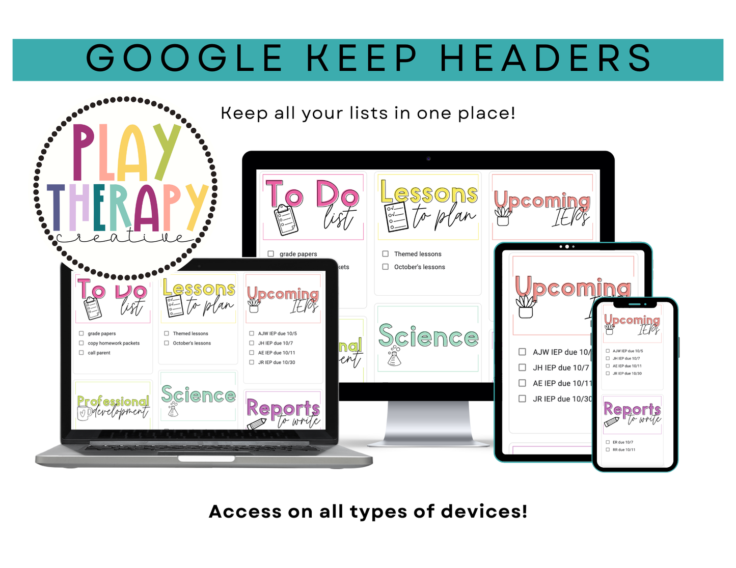 700+ Google Keep Headers for Teachers | Bright Colors