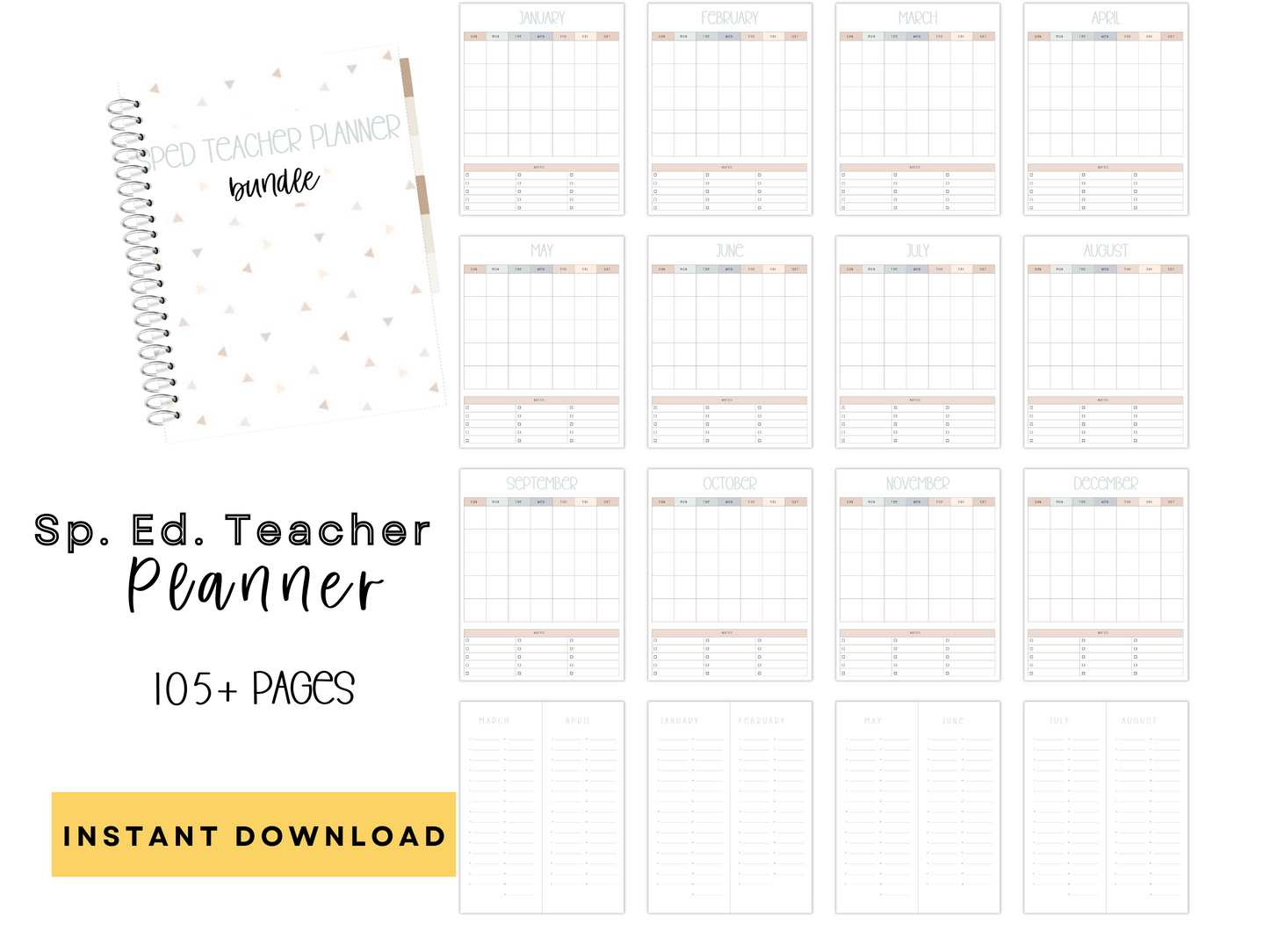 SpEd Teacher Printable Planner - Neutral Theme