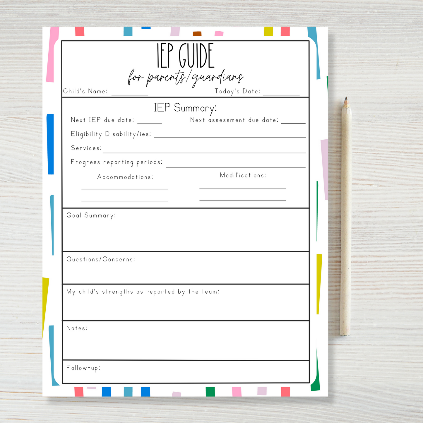 IEP Guide for Parents/Guardians Notepads (8.5 x 11)