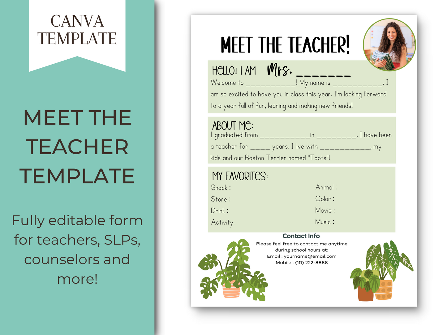 Meet the Teacher Letter Template - Plants