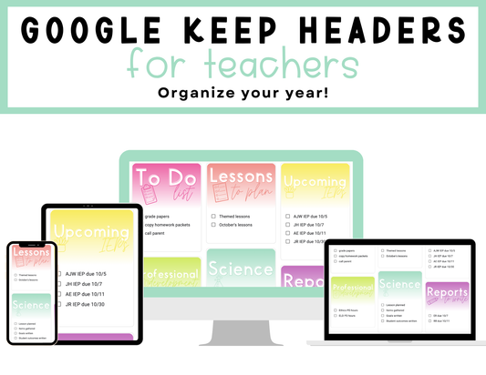 700+ Google Keep Headers for Teachers | Ombre Bright Colors