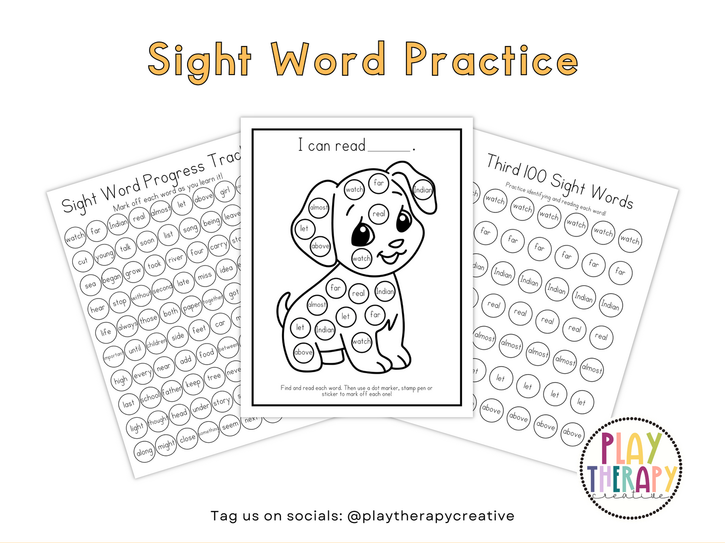 Dot Marker Reading Practice Coloring Pages | Third 100 Sight Words