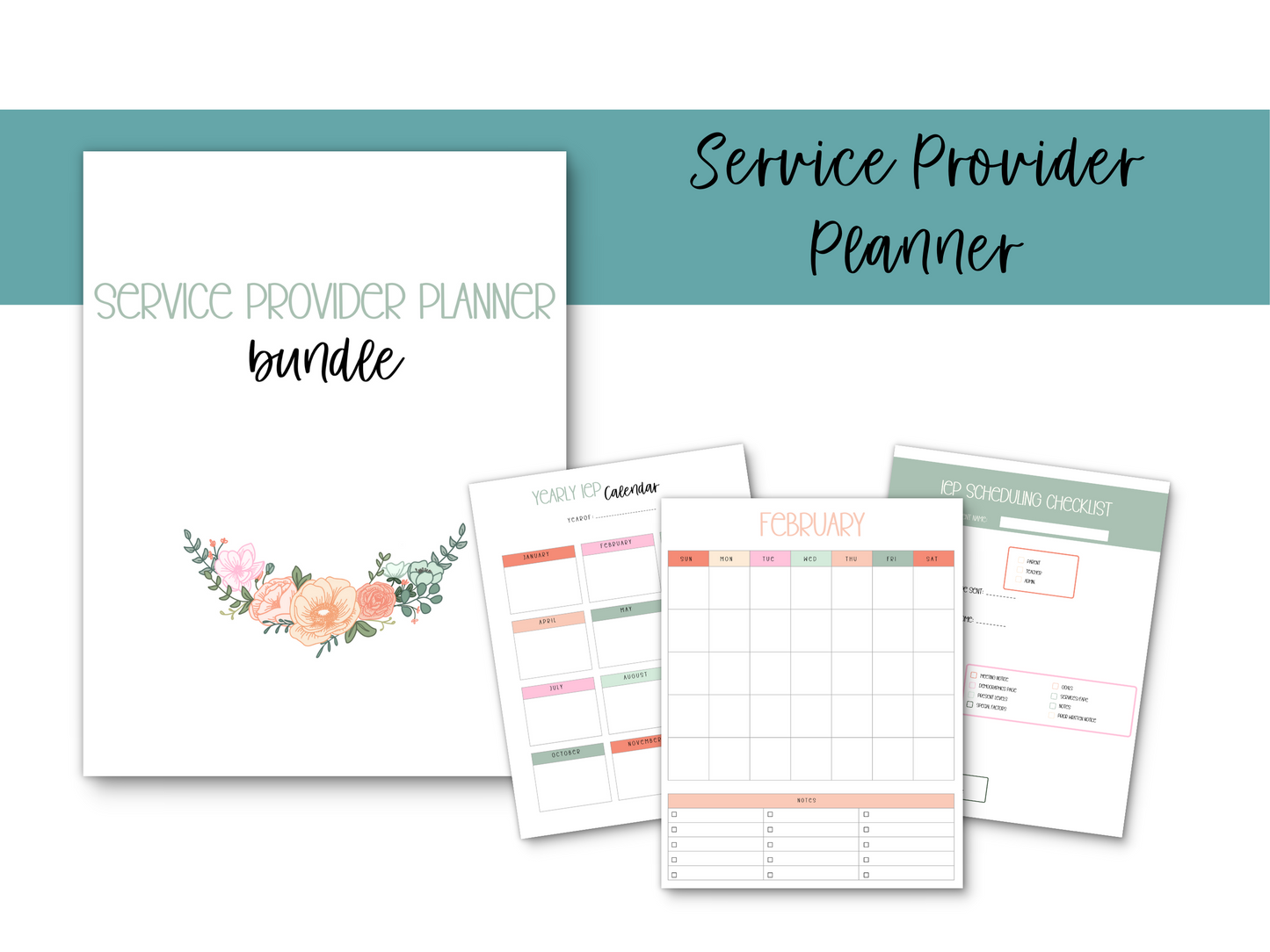 SLP/ Service Provider Printable Planner - Pastel Floral Theme