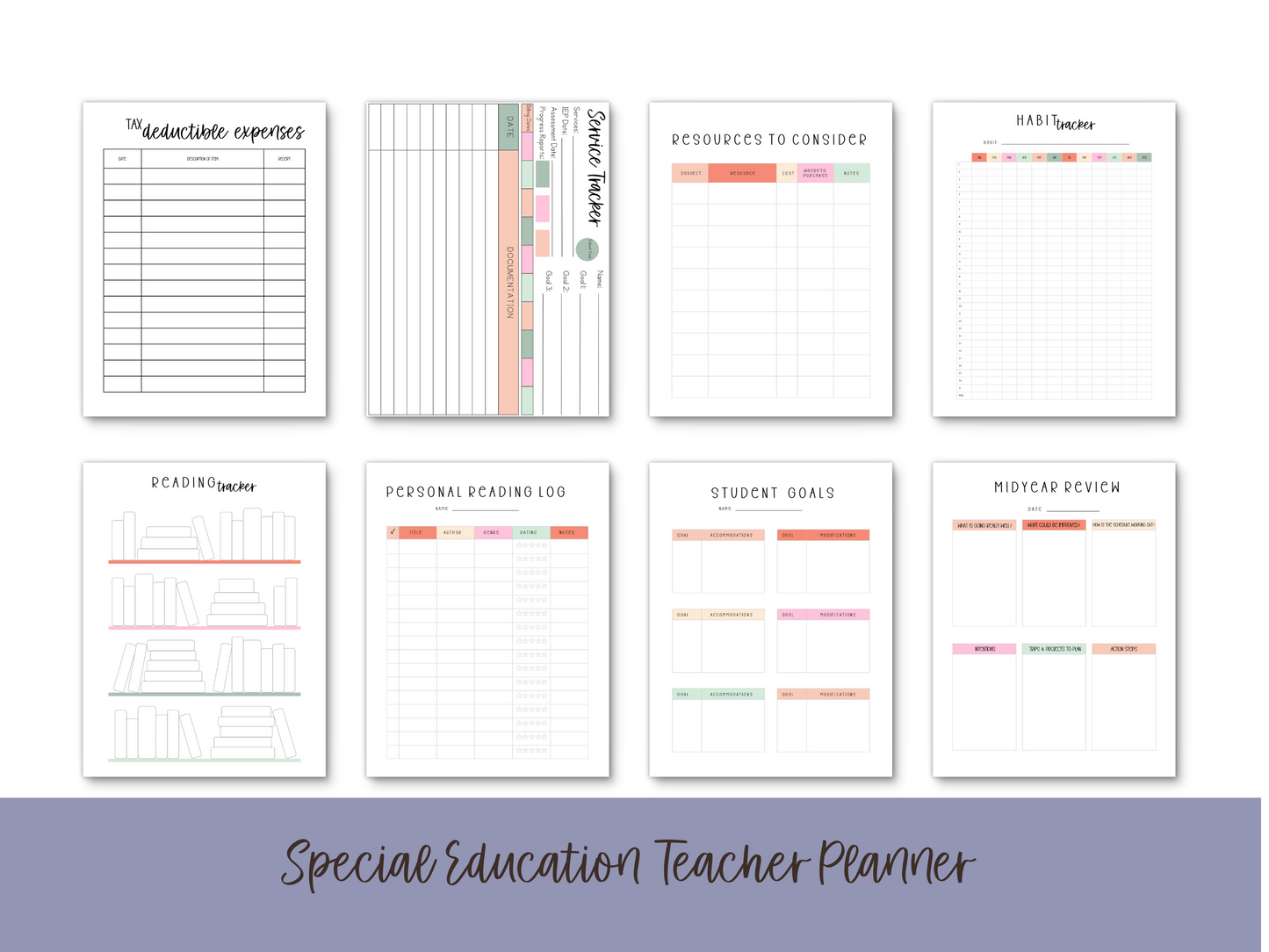 SpEd Teacher Printable Planner - Pastel Floral Theme