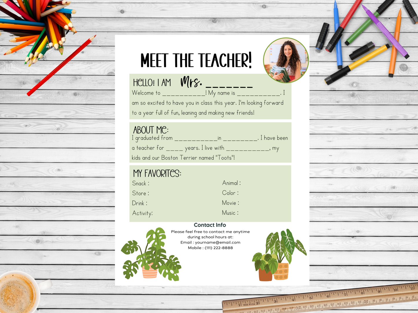 Meet the Teacher Letter Template - Plants