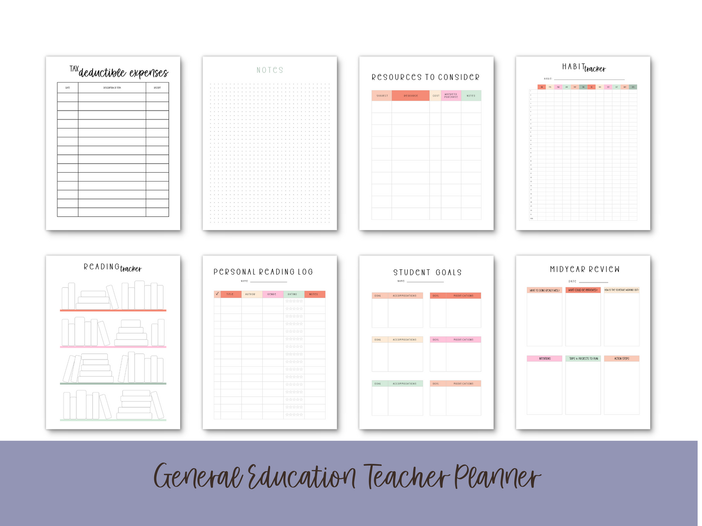 Gen Ed Teacher Printable Planner - Pastel Floral Theme