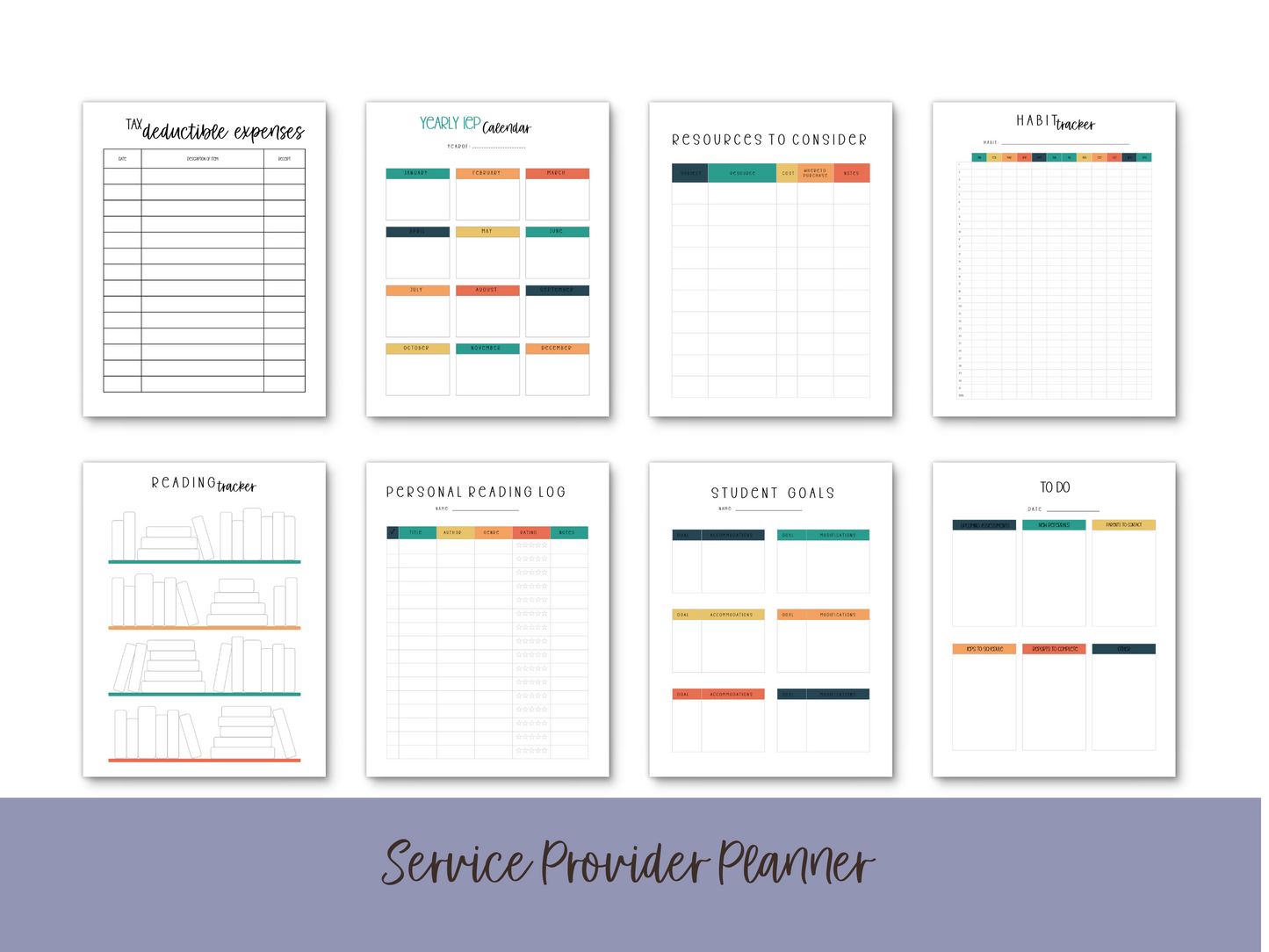 SLP/ Service Provider Printable Planner - Crayon Theme