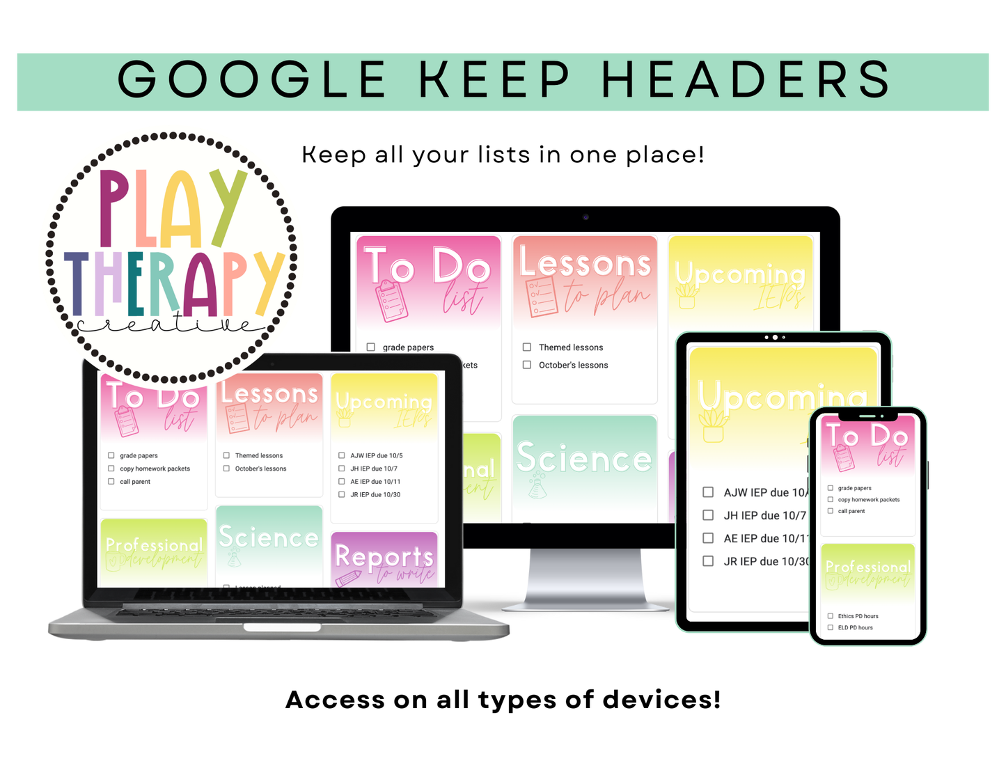 700+ Google Keep Headers for Teachers | Ombre Bright Colors