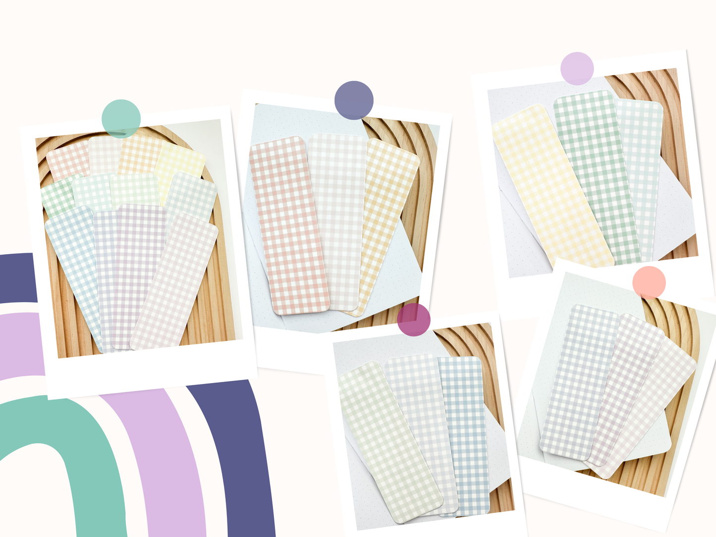Pastel Gingham Bookmarks