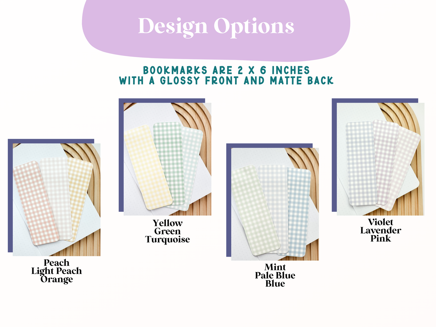 Pastel Gingham Bookmarks