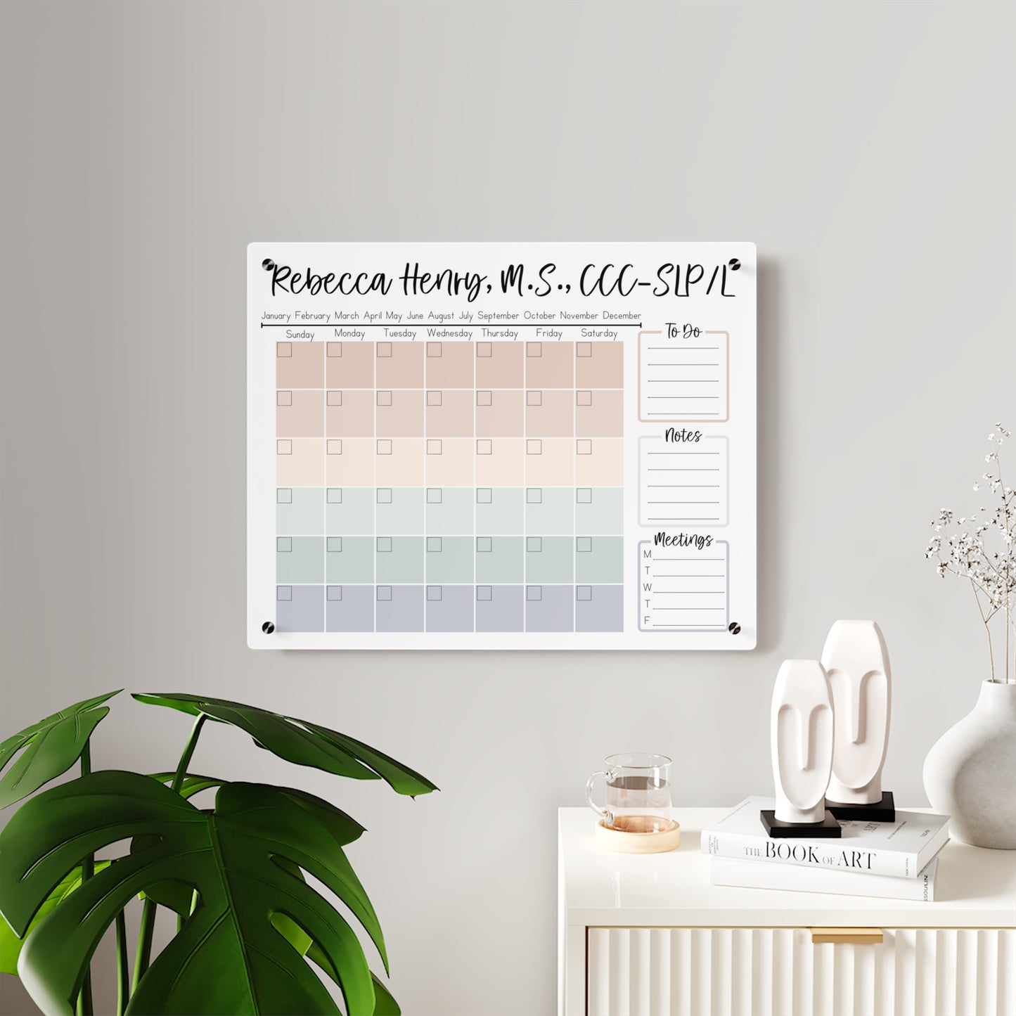 Muted Gradient Custom Acrylic Wall Calendar (20 x 16)