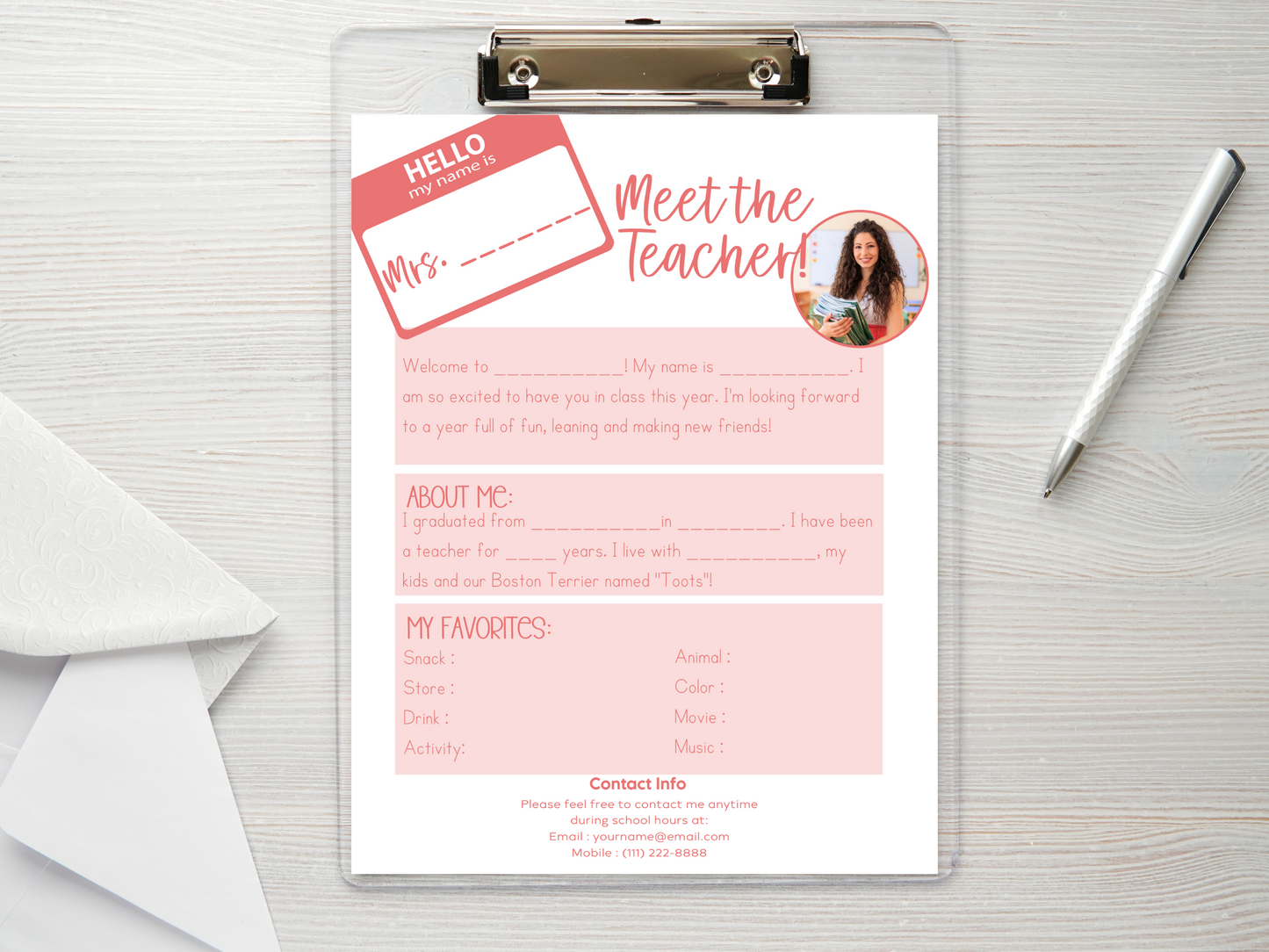 Meet the Teacher Letter Template - Hello