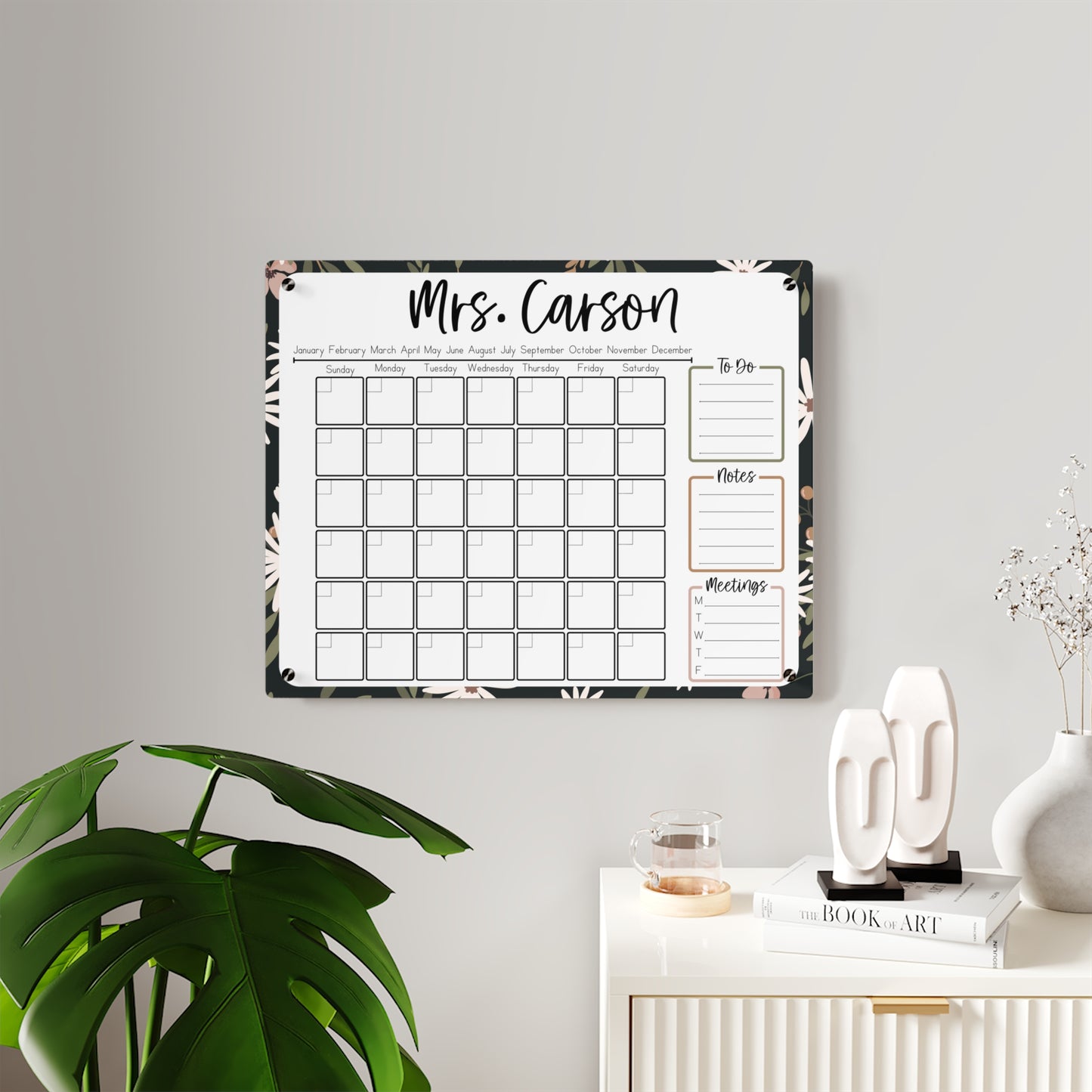 Floral Custom Acrylic Wall Calendar (20 x 16)